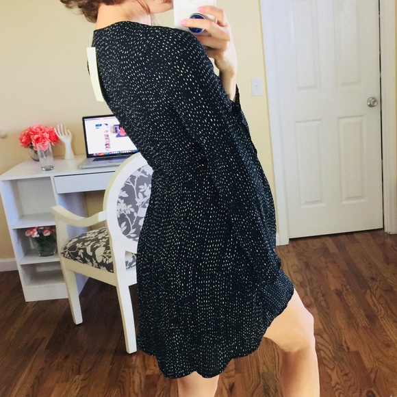 NEW Moon+Sky Black White Dotted Bell Sleeve Dress - Picture 4 of 6